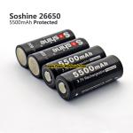 Soshine 3.7V rechargeable Li-ion 26650 5500mAh Protected Battery with button top