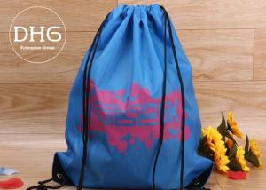 China Gym Sack Drawstring Bag Backpack , Waterproof String Backpack Navy Blue factory