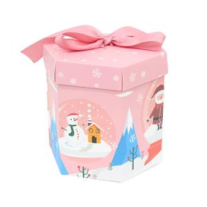 China Pink Cardboard Toy Box Customized Size With Cartoon Snowman Pattern factory
