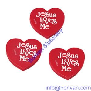 China heart shape eraser,heart printed eraser,promotional gift heart eraser factory
