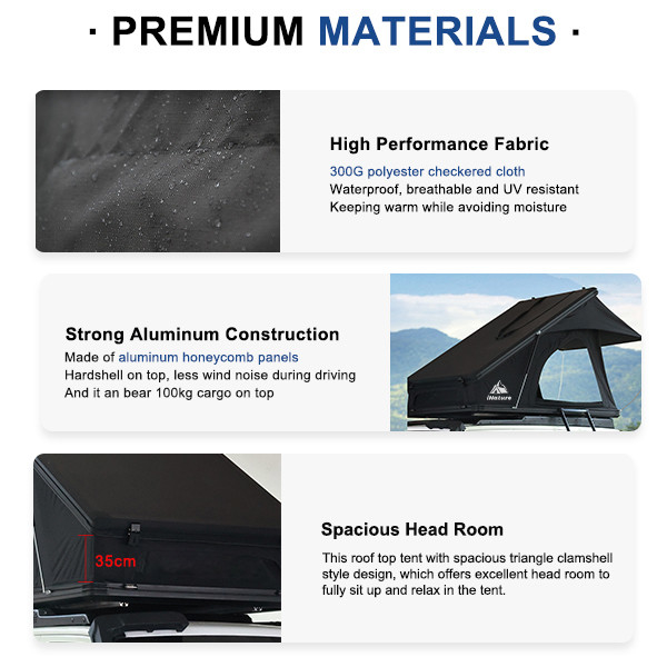 Hardshell Aluminum Clamshell Light 4 Person Roof Top Tent