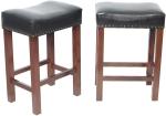 Pu Surface Backless Padded Counter Stools Wooden Legs Cushion Saddle Backless