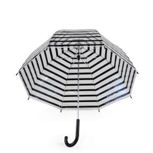Small Manual Open See Through Umbrella Stripe Transparent Bubble Umbrella