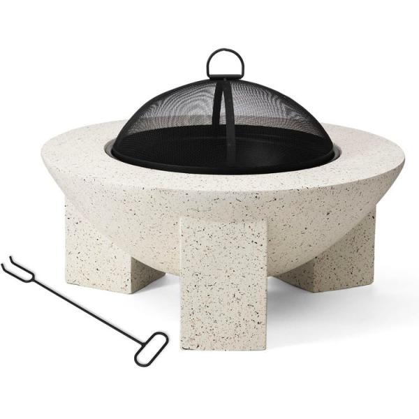 Outdoor Product 3 in 1 Round Wood Burning Firepit Charcoal BBQ Grill Table for