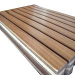 3D Grooved Wooden Acoustic Ceiling Tiles / Soundproof Decorative Wall Panels