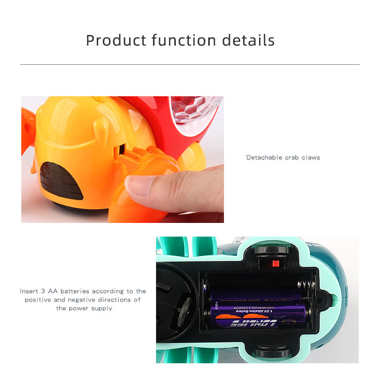 Items Electric Universal Hermit Crab Colorful Music And Lighting Projection Cartoon Small Crab Children'S Puzzle Toy