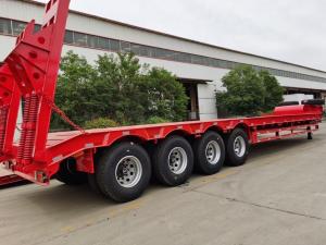 China Self-dumping 30-60 Ton Lowbed Trailers 4-Axle Lowboy Semi Truck for Transportation factory