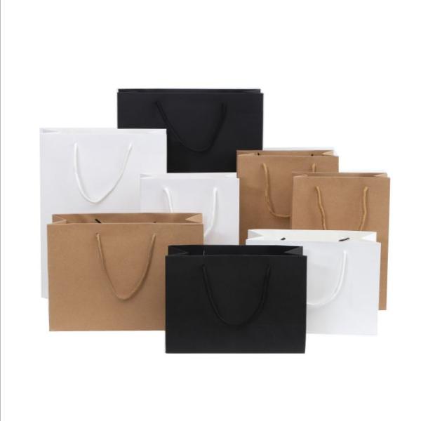 Custom Biodegradable Kraft Paper Shopping Bag 12x8in with Drawstring