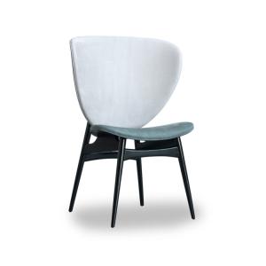 China ALVARO White Upholstered Dining Chairs With Glossy Black Stained Beech Frame factory