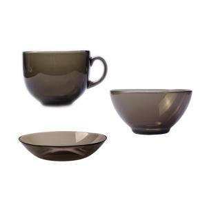 China Simple 4mm Thick Grey Transparent Glass Saucer Set factory