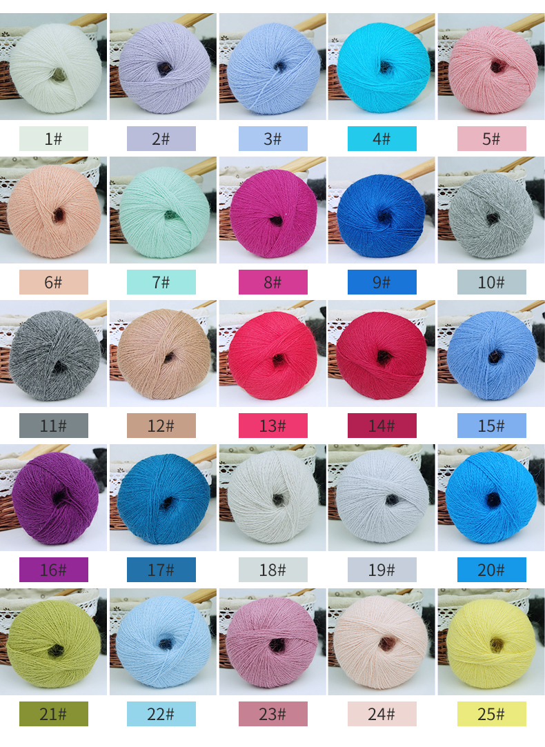 Colorful Mink Crochet Knitting Yarn Soft Long Hair Weaving Wool Yarn
