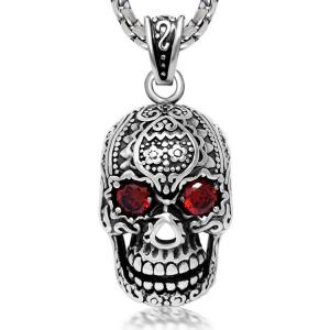 China Men's Necklace Vintage Old Stainless Steel Skull Pendant Necklace(SP407) factory