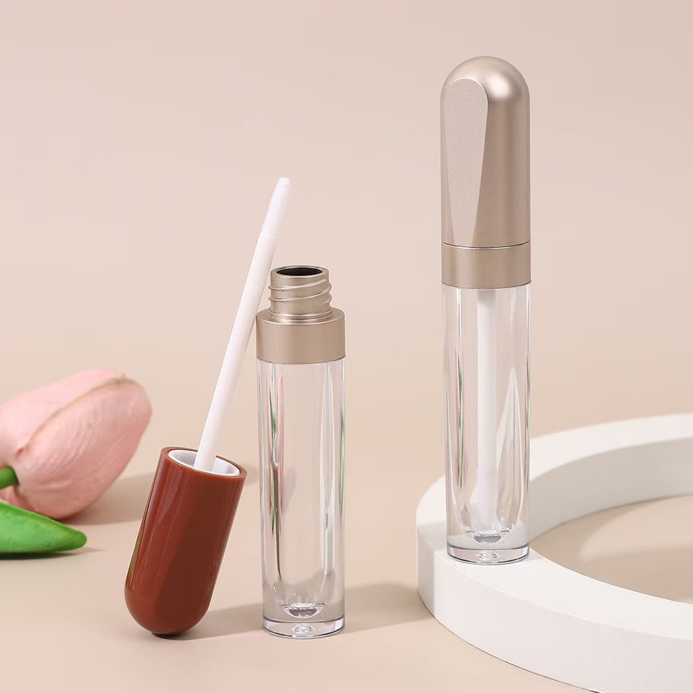 Plastic round 4.5ml lip glaze tube electroplating ring color can be customized