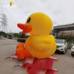 Outdoor Giant Inflatable Yellow Duck Toy Oxford / PVC Cartoon Character