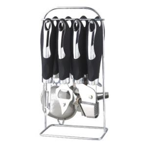 China Food Grade Stainless Steel Kitchen Utensils Set with Rainbow Gadgets and Pizza Tools factory