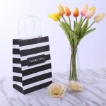 Custom Private Logo Printed Stripe Kraft Paper Bag for Business Shopping Custom