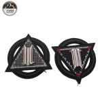 Eco Friendly Material 3D Embroidery Patches Sew On Backing With Metal Label