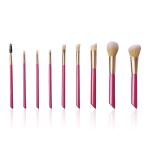 OEM 9PCS Makeup Brush Set Low MOQ Vegan Pink Wood Handle Cosmetics Brushes