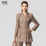 Polyester Fiber Women's Elegant 3 Piece Sets 2023 Office Formal Blazer Coat