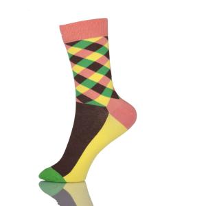 China Custom logo, design colored Pattern Dress Crew Trendy Cotton Happy Socks Women factory