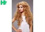 Heat Resistant Long Curly Synthetic Wigs No Lace Dark Blonde For White Women