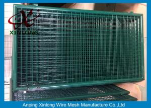 China Dark Green PVC Coated Welded Fence Gate With Round Post For Gym XLF-16 factory