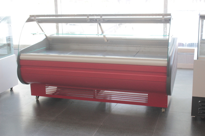 Meat display cabinet stainless steel glass front door flap type Fresh meat cabinet filp door with   looker 0