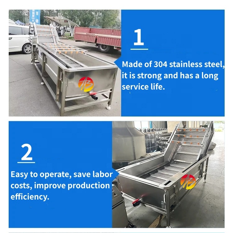Industrial Food Vegetable Washing Machine with 600 KG Capacity and Air Bubble System