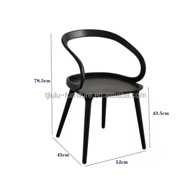 Modern Dining Room Beech Solid Wood Coffee Bending Chair with Curved Backrest and Nordic Style