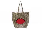PU Lip Shape Folding Shopping Bags Nylon Polyester Matetial Female Use