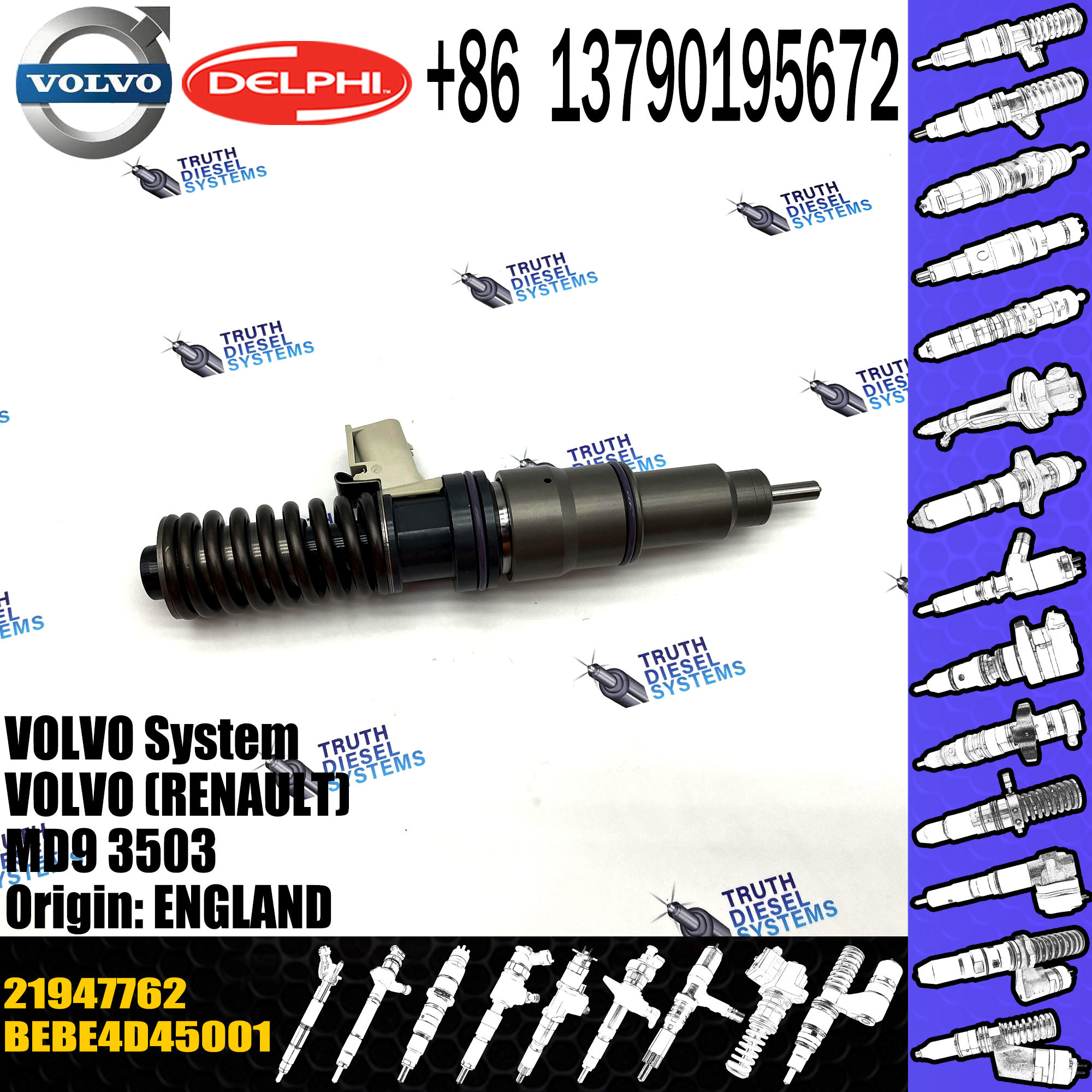 High Quality Diesel Fuel Injector 21947757 7421947757 BEBE4D44001 For 11LTR EURO3 LO