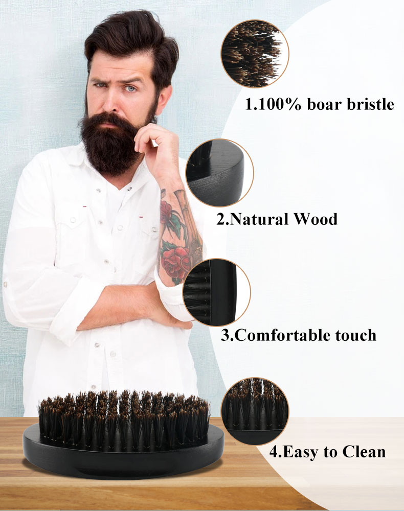 Ergonomic Custom Logo Beard Comb Brush Set Mens Beard Grooming Kit 100g
