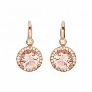 China 925 Sterling Silver Round Shape Rose Gold Platedt Morganite Cuff Earrings factory