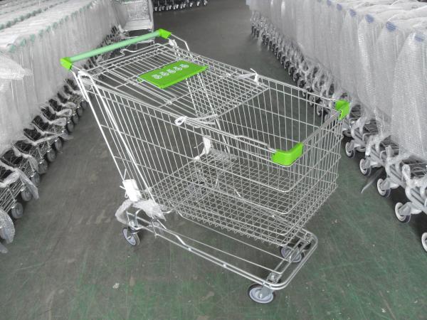 China 180 Liter Steel Wire Grocery Store Shopping Cart , 4 Wheel Shopping Trolley factory
