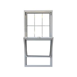 China White Frame Single Hung Vinyl Windows UPVC Profile Easy Clean factory
