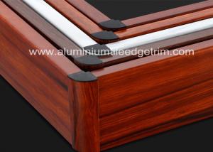China Non - Formaldehyde Aluminium Skirting Board Corner Covers Profile Wood Grain Effect factory