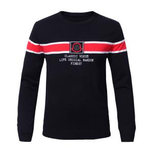 China Color Combination Autumn Crew Neck Stripe Sweater Cotton Knitting Black Clothes Sweater factory