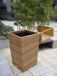 Outdoor Rattan Furniture Trash Bin For Park / Bistro / Riverside
