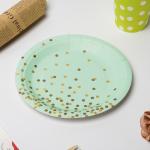 FSC Anti Dirty Biodegradable Paper Plates With Golden Dot Design
