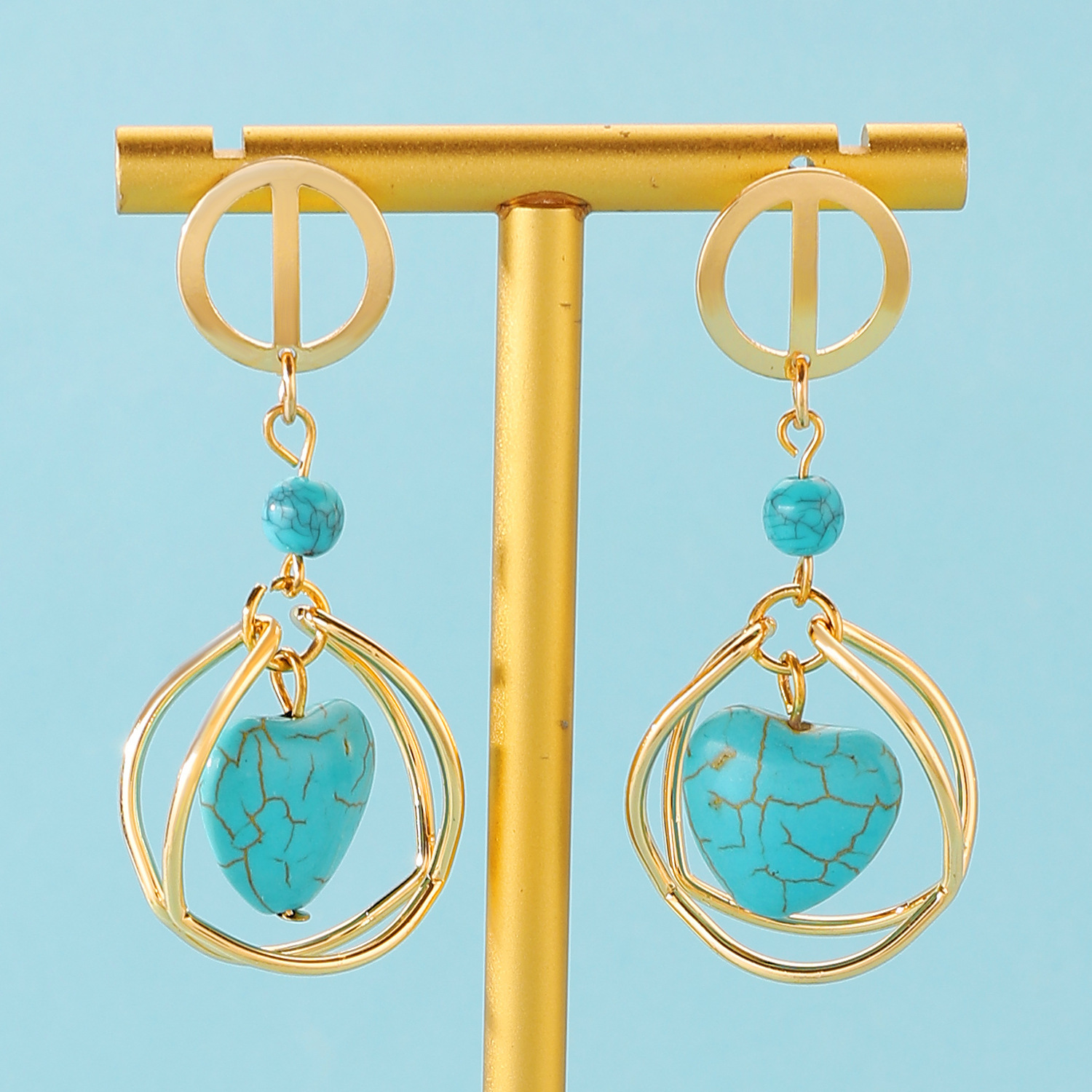 Fashion Irregular Geometric Spiral Line Turquoise Earrings For Women, Designer Earrings, European And American Cross-Border Foreign Trade Earrings