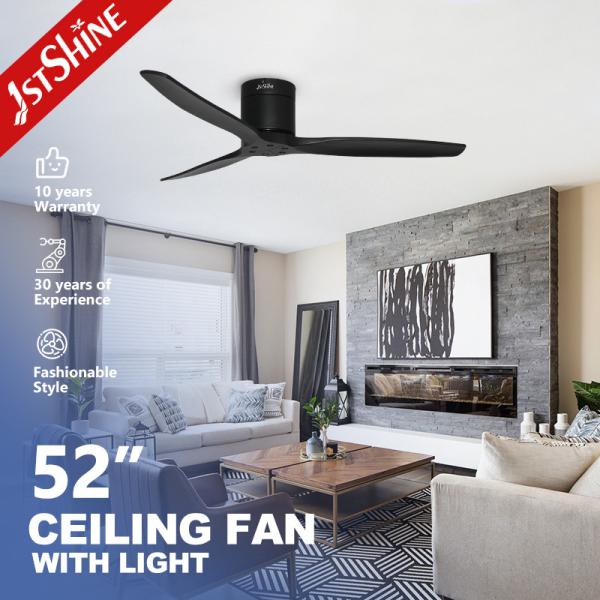 1stshine Low Profile Ceiling Fans Black Solid Wooden Blades Timer Included 52"