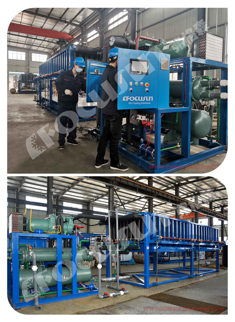 25 Tons Industrial Block Ice Making Equipment with R507 Refrigerant and Danfoss Valve