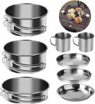8PCS Camping Outdoor Cookware Set Stainless Steel Camp Accessories