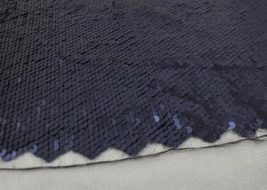 China Navy Sequin Mesh Fabric , Embroidered Lace Fabric By The Yard For Evening Dresses factory