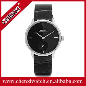 China Rose Gold Silver High Quality Leather Watch Original Quartz Watch Man Stainless Steel Caseback CHENXI Watch factory