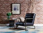 Loft Slate Modern Black Leather Chair , Leather Accent Chairs Golden Metal Legs