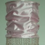 Collapsible Drum Navy Blue Velvet Lampshade With Clear Beads