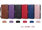 Huawei P20 Pure Color Leather Wallet Protective Case with Card Slots