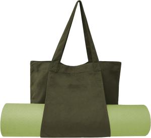 China Large Durable Green Color Cotton Sports Customizable Duffle Bags With Shoes Compartment Pocket factory
