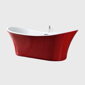 China Full Body Soaking Red Acrylic Slipper Bathtub Free Standing For Bathroom 1800mm factory
